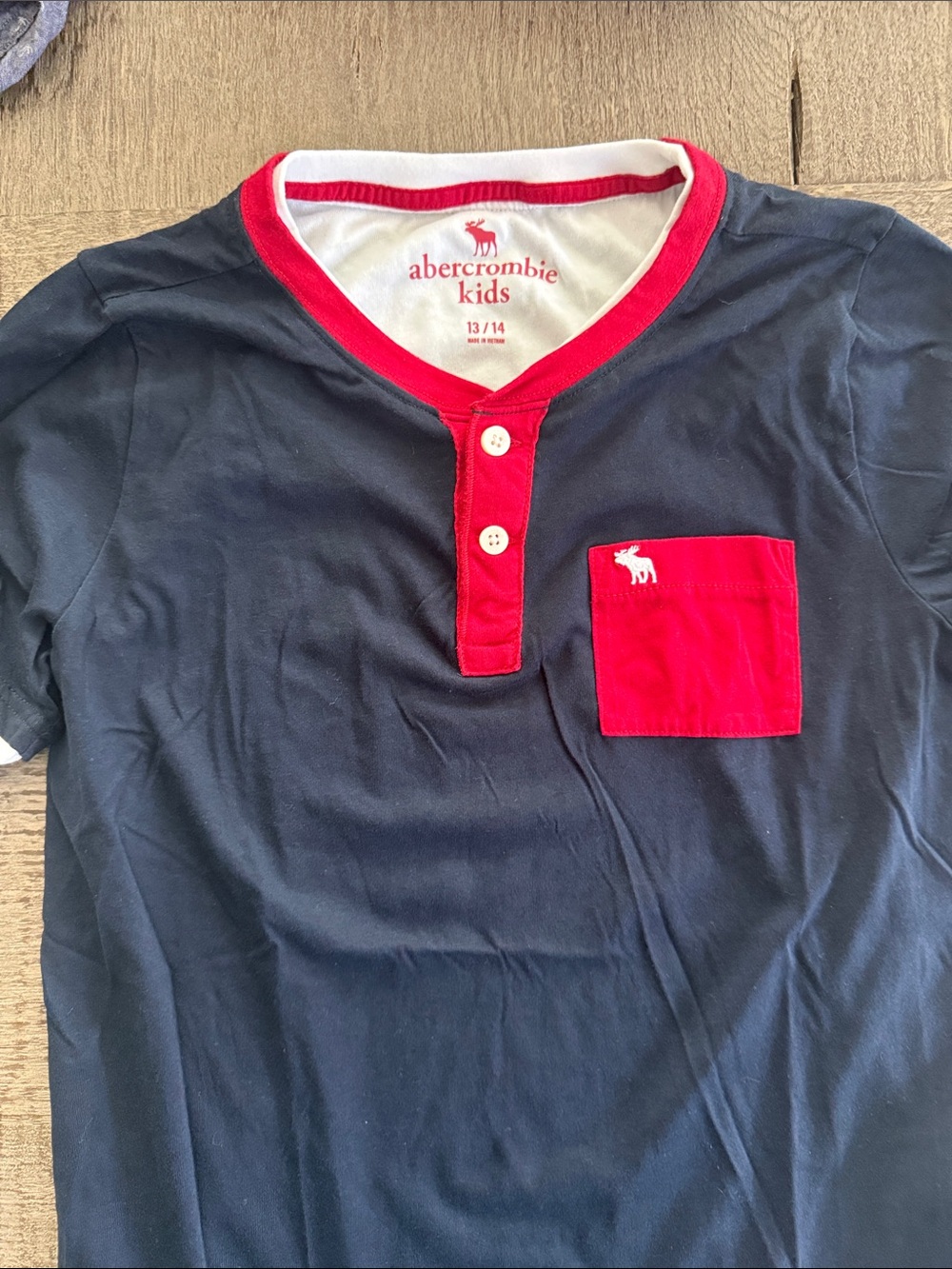 abercrombie kids Navy Long-Sleeve Henley with Red Trim